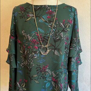 Banana Republic Green Floral Blouse